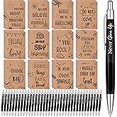 Yeaqee 72 Pcs Motivational Pens Notepads Gifts Set Inspirational Quote Ballpoint Pen Small Notebook Mini Journal Bulk Present Idea for Teacher Coworker Gifts Women Office School(Positive)