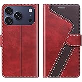 CIVICASE for iPhone 17 Pro Wallet Case,PU Leather Flip Case RFID Blocking Credit Card Holder Folio Magnetic Stand TPU Shockproof Cover Compatible with iPhone 17 Pro, Red Brown