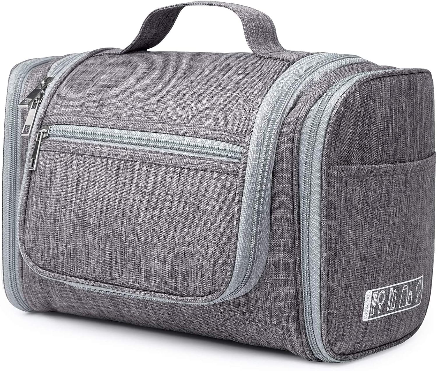Large Hanging Toiletry Wash Bag Travel Makeup Cosmetic Organizer for Men Women by WANDF (Denim Grey), XL