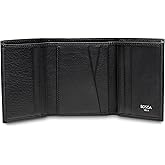 Bosca Men's Wallet, Nappa Vitello Leather Single I.D. Tri Fold Wallet with RFID Blocking, Black