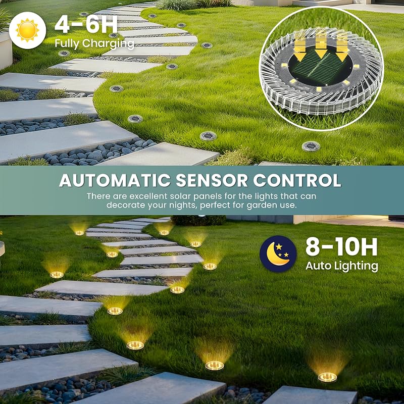 - Luces solares para exteriores, paquete de 20 luces solares de suelo, IP65 impermeables para escaleras, terraza y pasarelas (blanco cálido) — foto 2 de 6