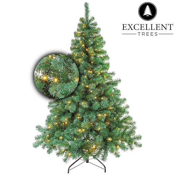 Excellent Trees Künstlicher Weihnachtsbaum Tannenbaum Christbaum Grün LED Stavanger Green 180 cm mit Beleuchtung, 350 Lämpche