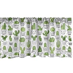 Ambesonne Cactus Window Valance, Succulent Spiky