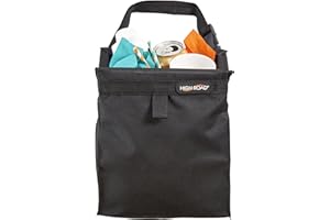 High Road TrashStash Hanging Car Garbage Bag with Push-Close Lid and Waterproof Bin for Car, SUV and Truck Seat Backs - Holds 3 Gallons of Car Trash (Black)
