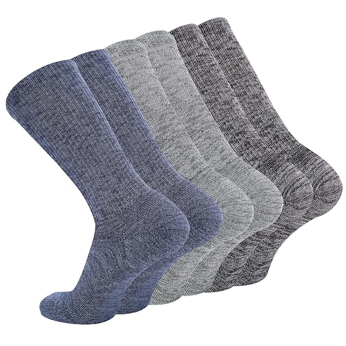 +MD Mens Bamboo Crew Socks Moisture Wicking & Odor Resistant Seamless