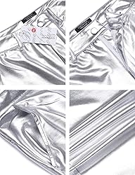 COOFANDY Men's Nightclub Metallic Silver Pants