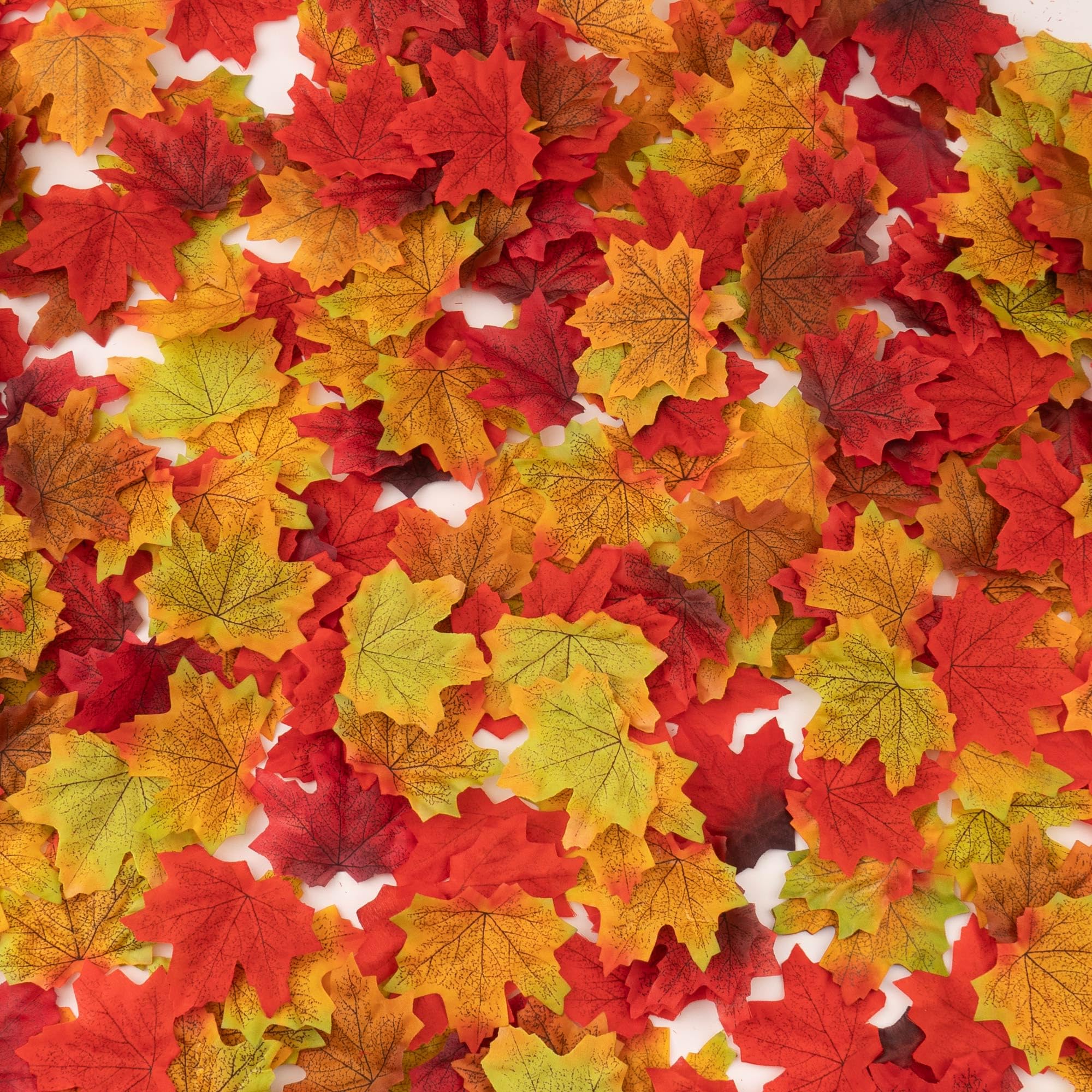 Photo 1 of *2 pack* HARSOML 300 Pieces Artificial Maple Leaves Mixed Colors Fall Leaves for Autumn Decor, Halloween, Thanksgiving Day, Crafting, and Table Centerpieces, Multicolored A