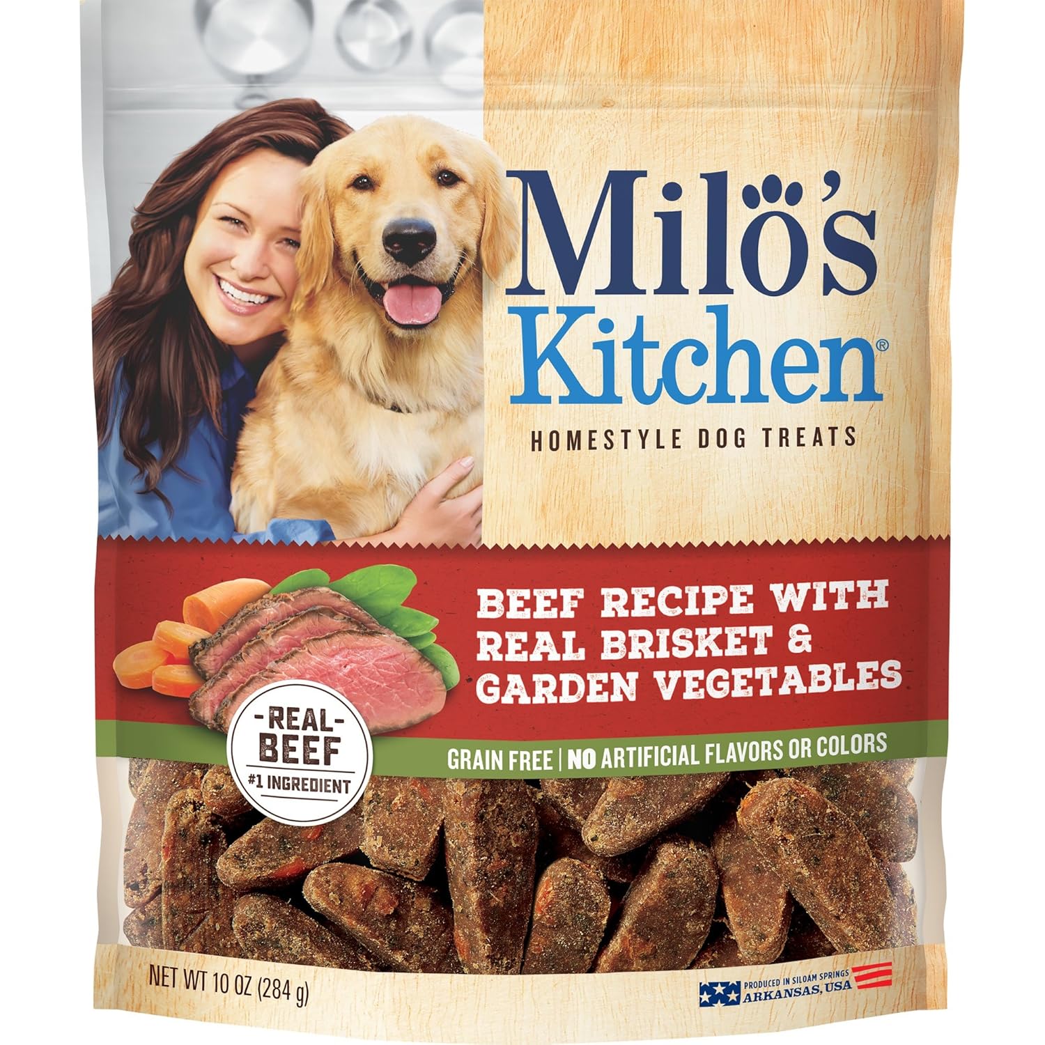 Milo's Kitchen Beef Recipe With Real Brisket and Garden Vegetables Dog Treats, 10 Oz