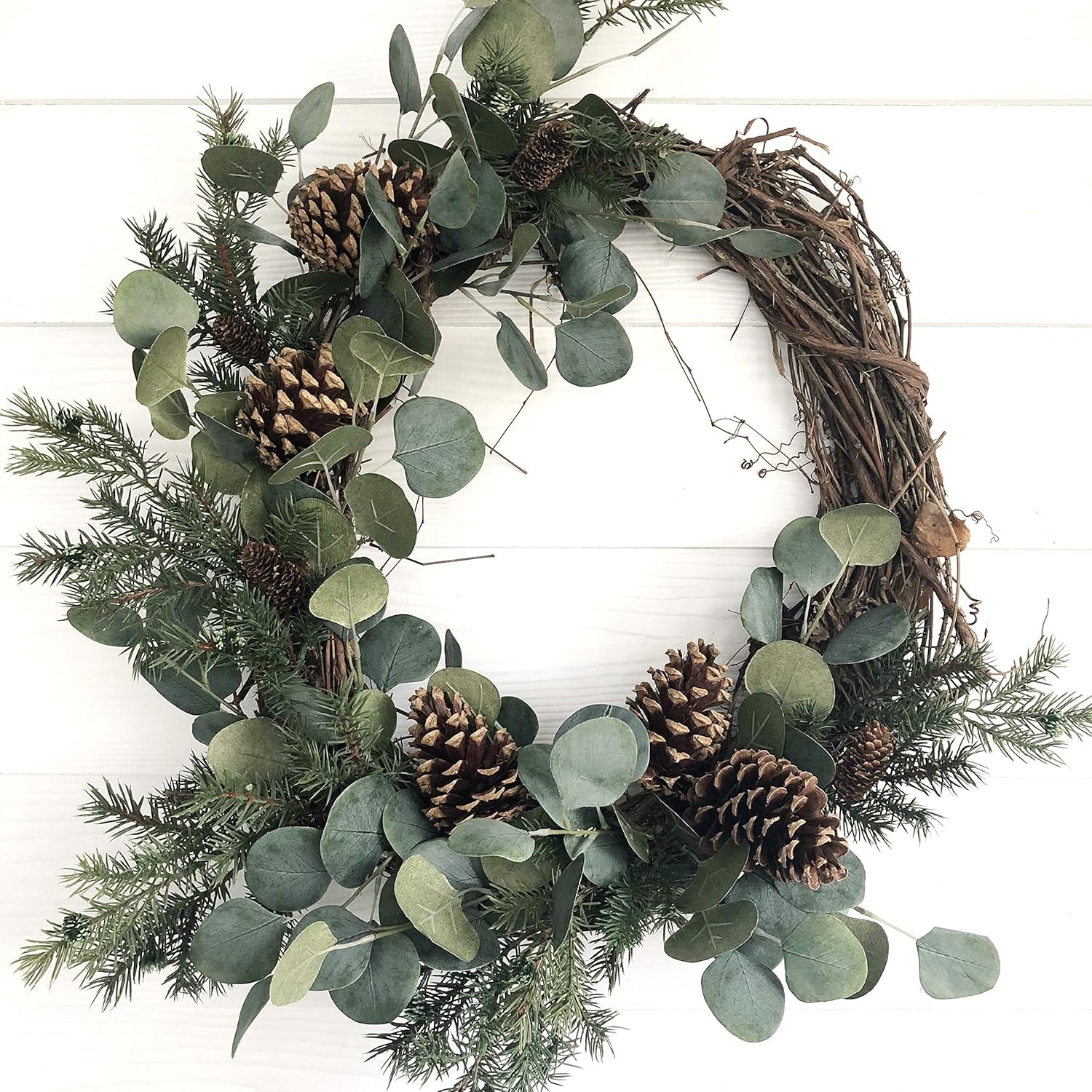Amazon Com Eucalyptus Wreath For Indoors Pine Cones Winter