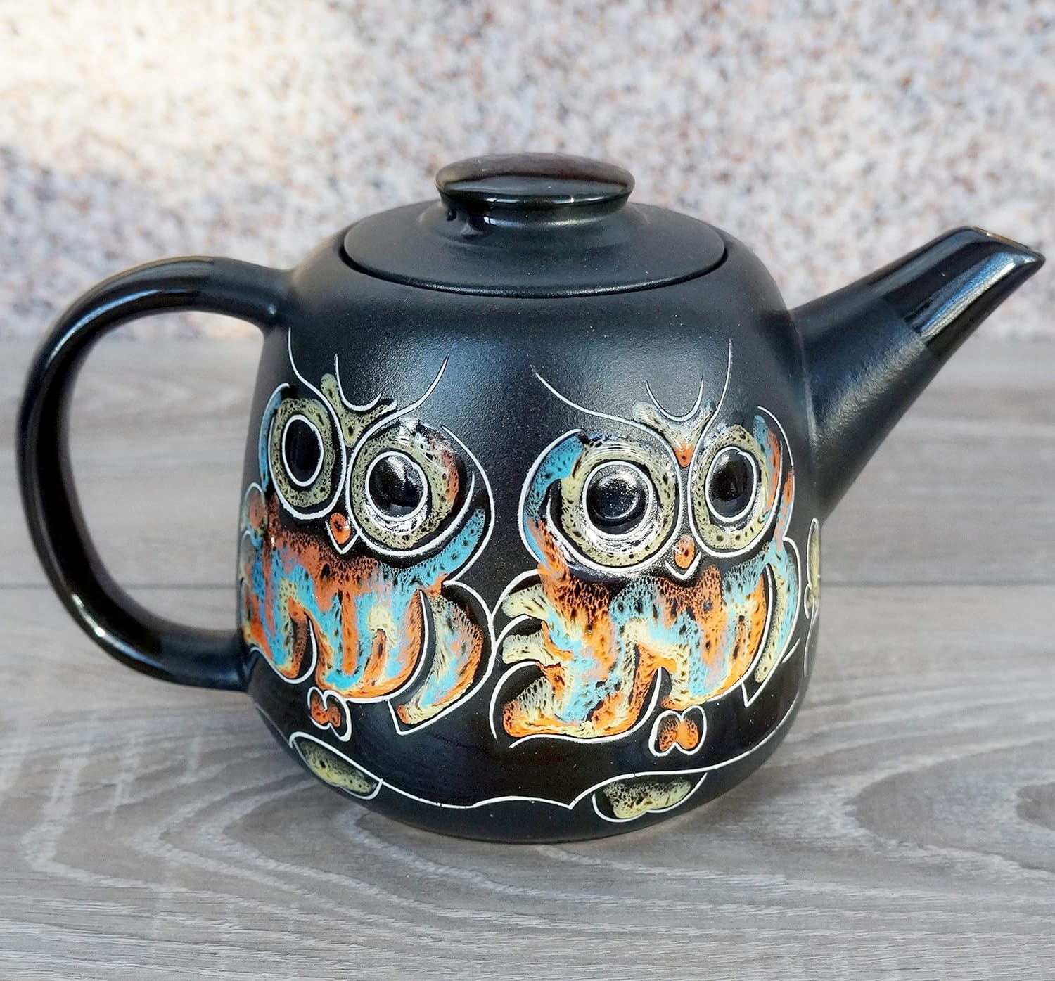 Amazon Com Handmade Ceramic Black Teapot Owl Pottery Tea Pot Owl