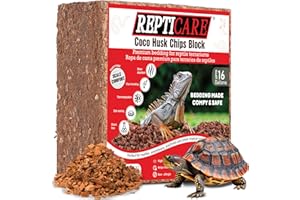 GRO-MED ReptiCare Compressed Coconut Chip Substrate for Reptiles 64 Quart Coco Husk Bedding Block for Ball Pythons, Snakes, Tortoises, Crested Geckos, Frogs, Hermit Crabs or Lizard Terrarium Tanks
