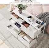 Nicehill White Dresser 5 Drawers Modern Wood Top Steel Frame 30x100x61 view 4