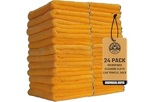 Chemical Guys Professional Grade Premium Microfiber Towels for Cars, Gold, 16" x 16", Ultra-Soft and Scratch-Free Car Detailing Cloths for Trucks, Motorcycles, and More - 24 Pack