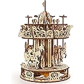 UGEARS Carousel 3D Wooden Puzzles for Adults - Mechanical 3D Model Self-Assembling Craft DIY Kit Adult 3D Puzzle Gift, Wooden Model Kits for Adults
