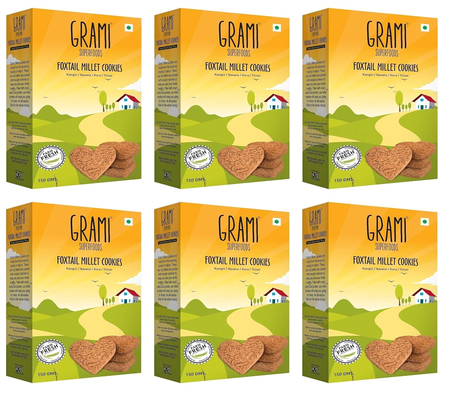 Grami SuperFoods Foxtail Millet Cookies (150g x 6 Packs), 6 x 150 g