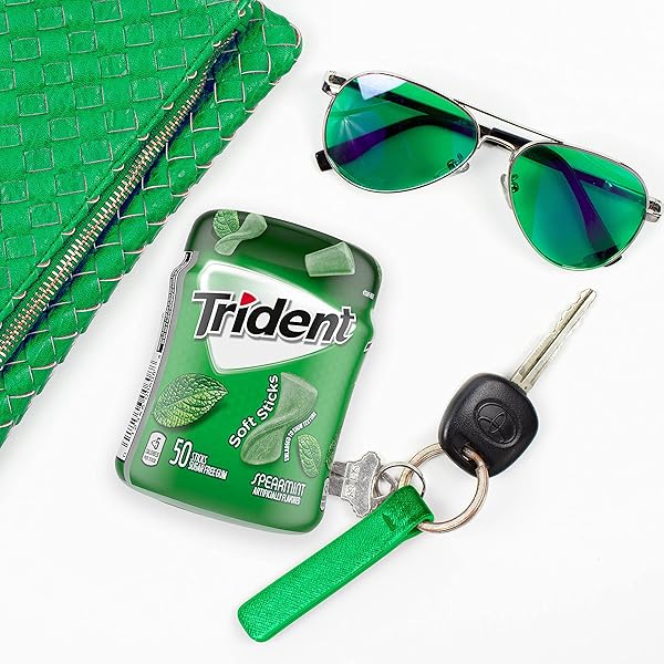 TRIDENT UNWRAPPED SPEARMINT SUGAR-FREE CHEWING GUM, 4 BOTTLES OF 50 PIECES (200 TOTAL PIECES)