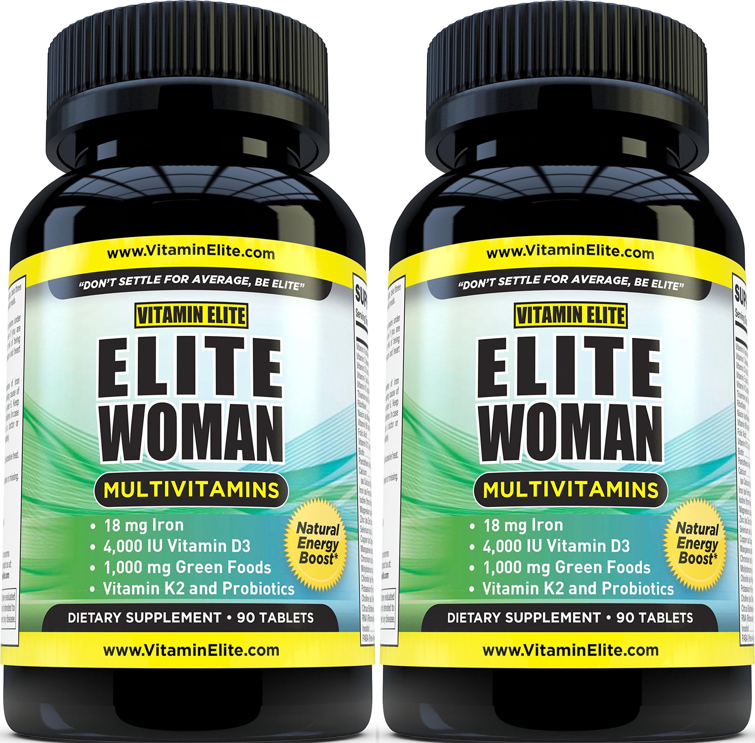 Elite Woman Multivitamins (2 Pack) - Advanced Multivitamin for Women with Iron, Vitamin K2 and Vitamin D3-180 Tablets