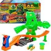 Hot Wheels Monster Trucks Mutant Monster Takedown Playset &amp; Rhinomite | Toy Monster Truck Playset with 1:64 Scale Mutant Rhinomite &amp; 4-Ounce Container of Reusable Slime