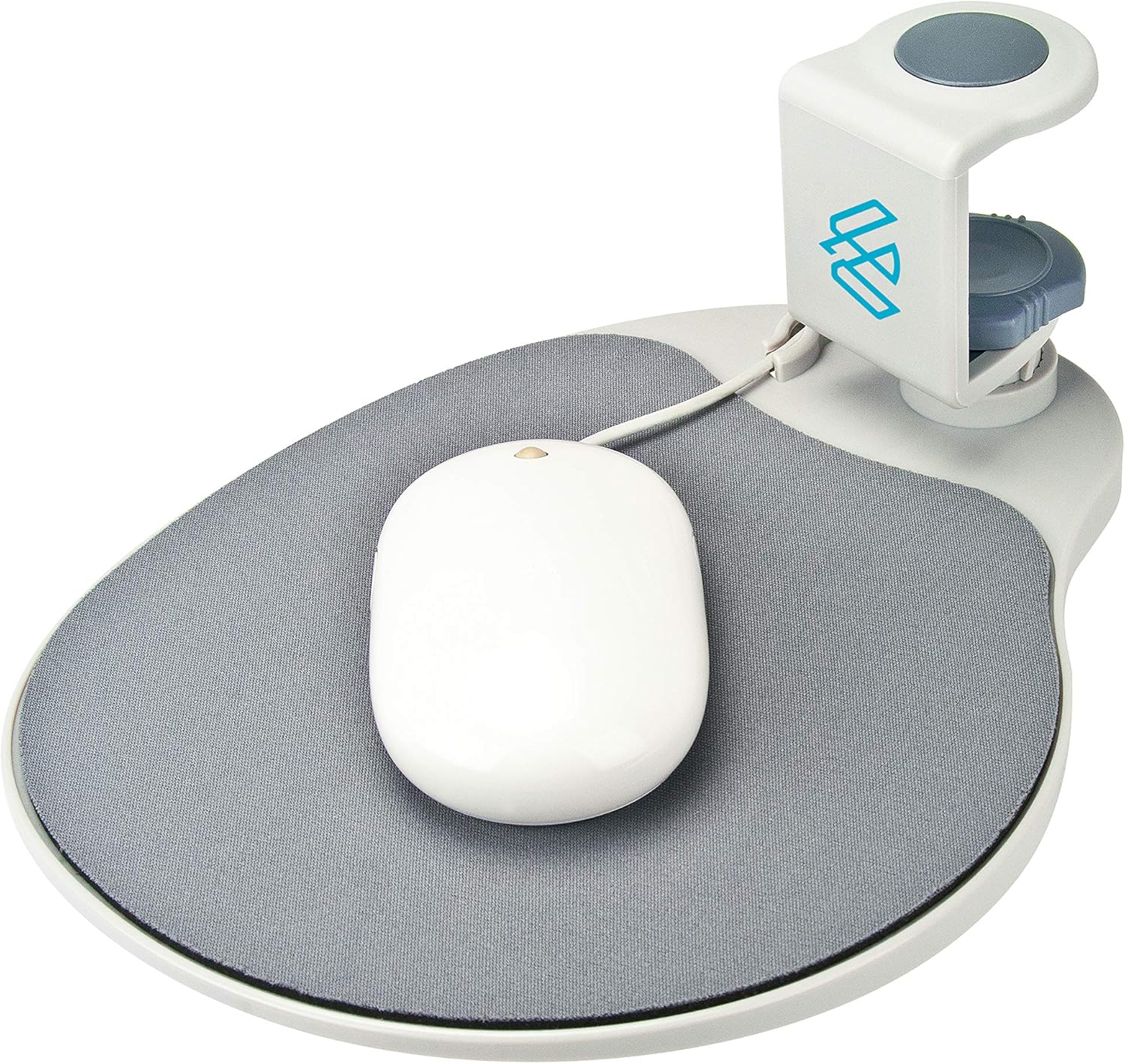 EHO Under-Desk Mouse Platform/Clip on Mouse Pad Rotating 360 Degree, Ergonomic Mouse Tray Attachment, Office Mouse Pad, Slide Out Mouse Tray (Platinum), Suitable for 1.5