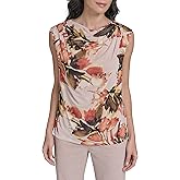 Calvin Klein Womens Drape Neck Sleeveless Knit Top
