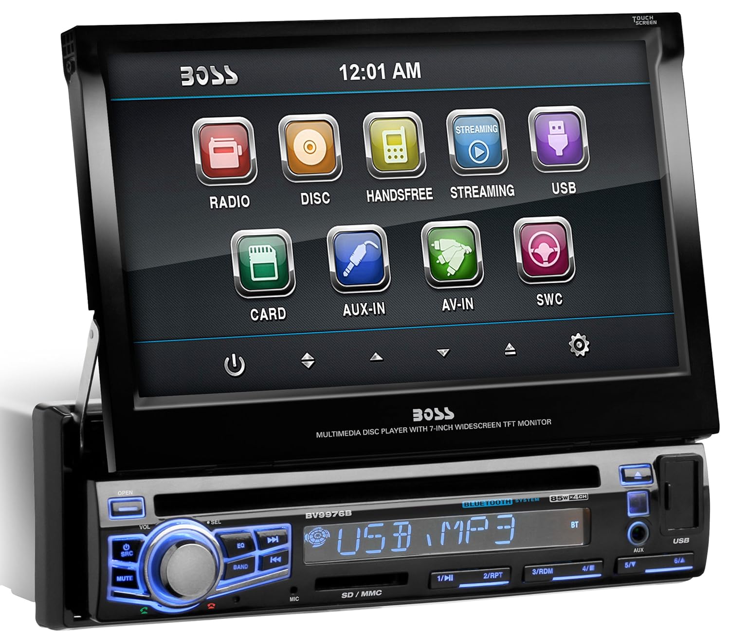 BOSS AUDIO BV9976B SingleDIN 7 inch Motorized Touchscreen