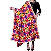 Way2like Phulkari Dupattas for Womens Hand Embroidered in Amritsar Punjabi Mirrors Fulkari Design