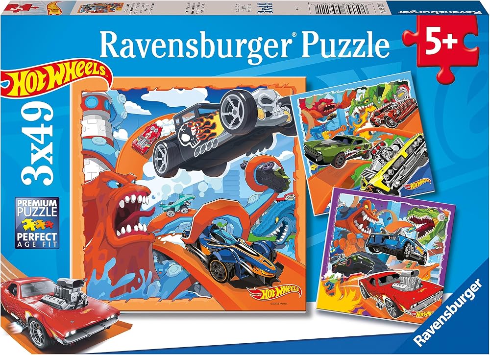 Ravensburger Hot Wheels 3x 49 Piece Jigsaw Puzzles for Kids 5+