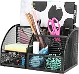 EXERZ Desk Organiser Mesh Desk Tidy Caddy Multifunctional 7 Compartments Black