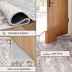 Washable Farmhouse Living Room Rug, 9x12 Area Rugs