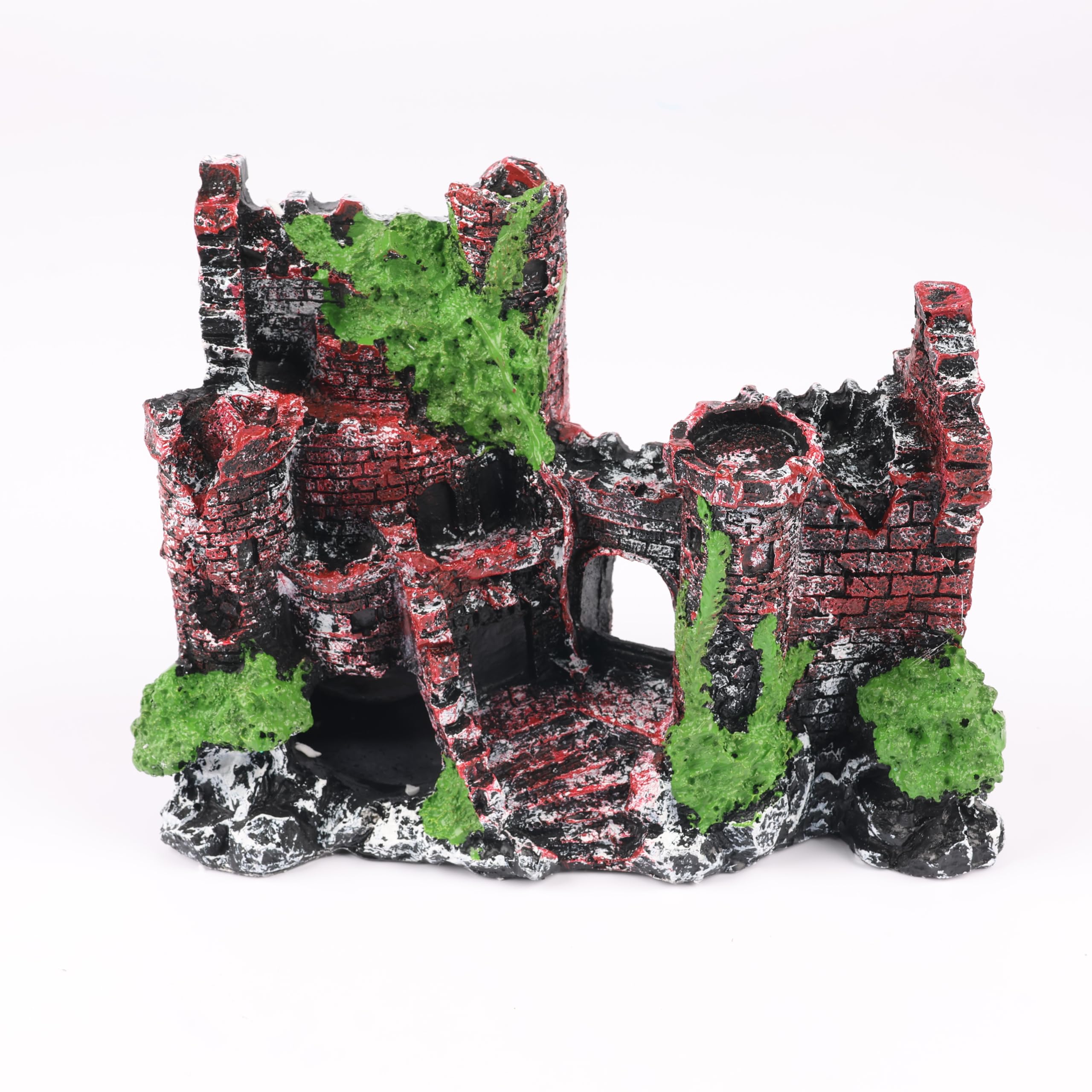 Atlantis Japanese Zen Garden Pagoda Aquarium Decoration | Handcrafted Miniature Temple with Lush Greenery | Perfect for Fish Tank Terrarium or Home Decor (Medieval Castle)