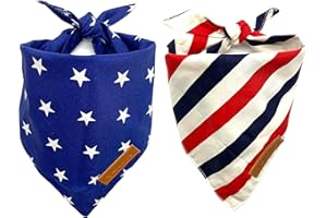 Realeaf 4th of July Dog Bandanas 2 Pack, Reversible American Flag Pet Scarf for Boy and Girl, Premium Durable Fabric, Patriotic Bandana for Large and Extra Large Dogs (X-Large)