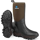 Rubber Boots for Men & Women with Steel Shank, Reliable 6mm Neoprene Waterproof Insulated Rain Boots, Warm Anti-slip High Traction Multi-season Dry Mud Boot for Outdoor Work Hunting, Size 5-14