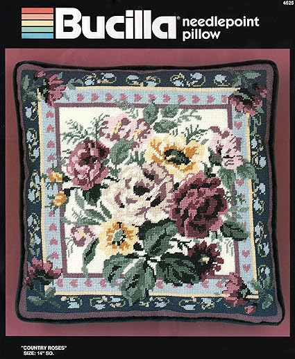 Amazon Com Bucilla Country Roses Needlepoint Pillow Kit 4625