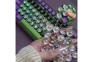 Quafochi 110pcs Keyboard Stickers for Long Nails, Clear Raised Glass Key Covers, No-Residue, Easy to Apply, Reusable,for Desk