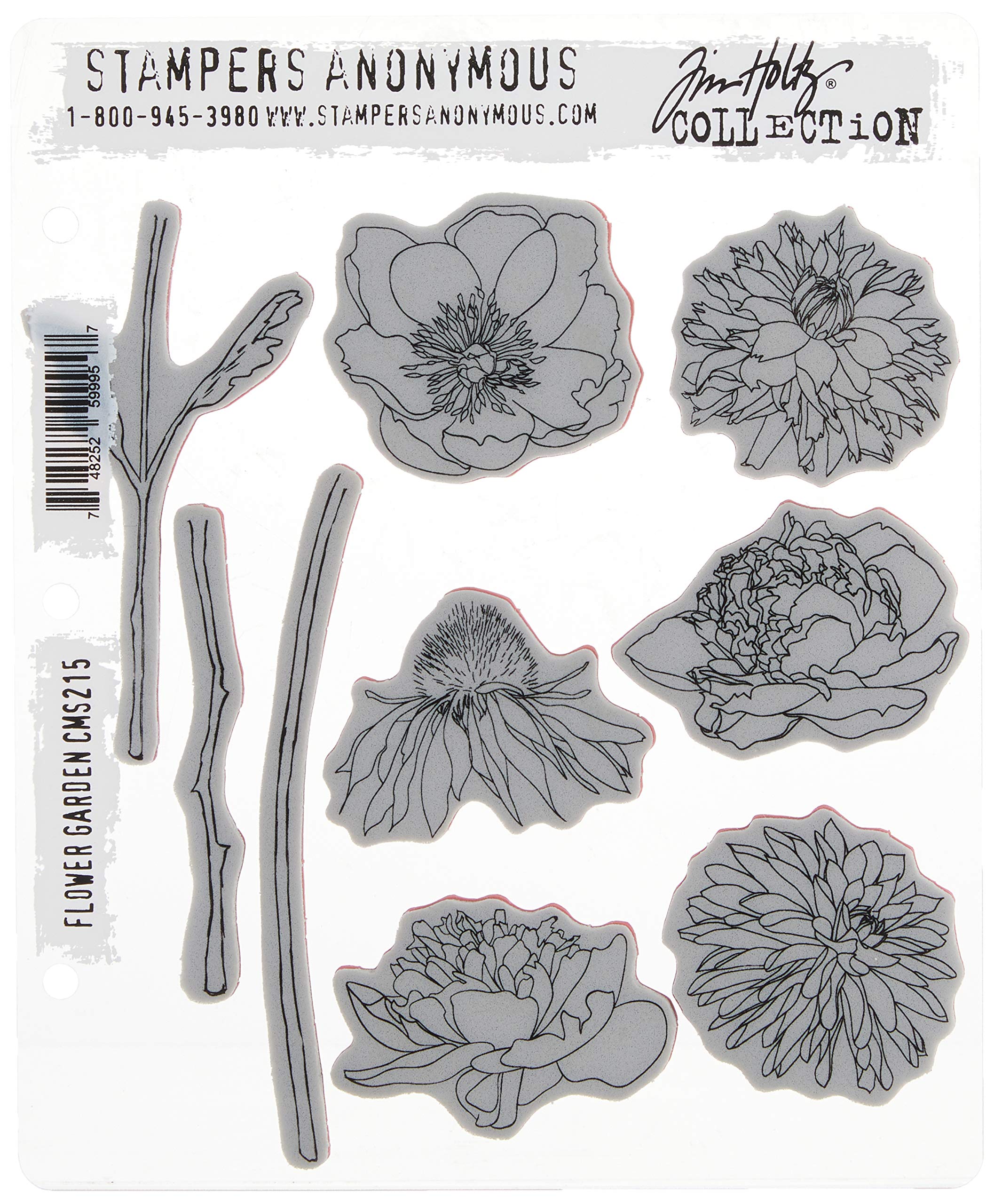Stampers Anonymous_AGW Cling Flower Garden Mounted Stamp, 7 x 8.5"