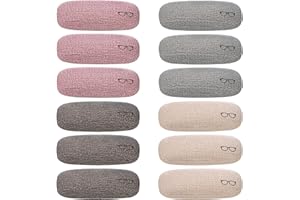 Hedume 12 Pack Hard Shell Eyeglasses Case, PU Linen Pattern Large Glasses Case, 4 Colors Unisex Portable Glasses Protection C