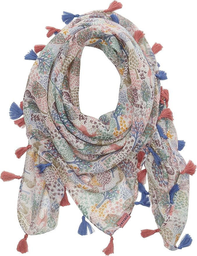Fat Face Girl's Woodland Square Scarf, Beige (Ecru), One Size Amazon