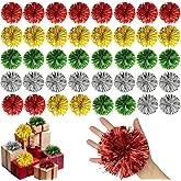 HFYZZ 40 Pcs 4.7 Inch Christmas Tinsel Bows for Gift Wrapping, Multicolor Self Adhesive Christmas Gift Bows Toppers for Xmas Birthday Party Holiday Presents Decoration Accessories