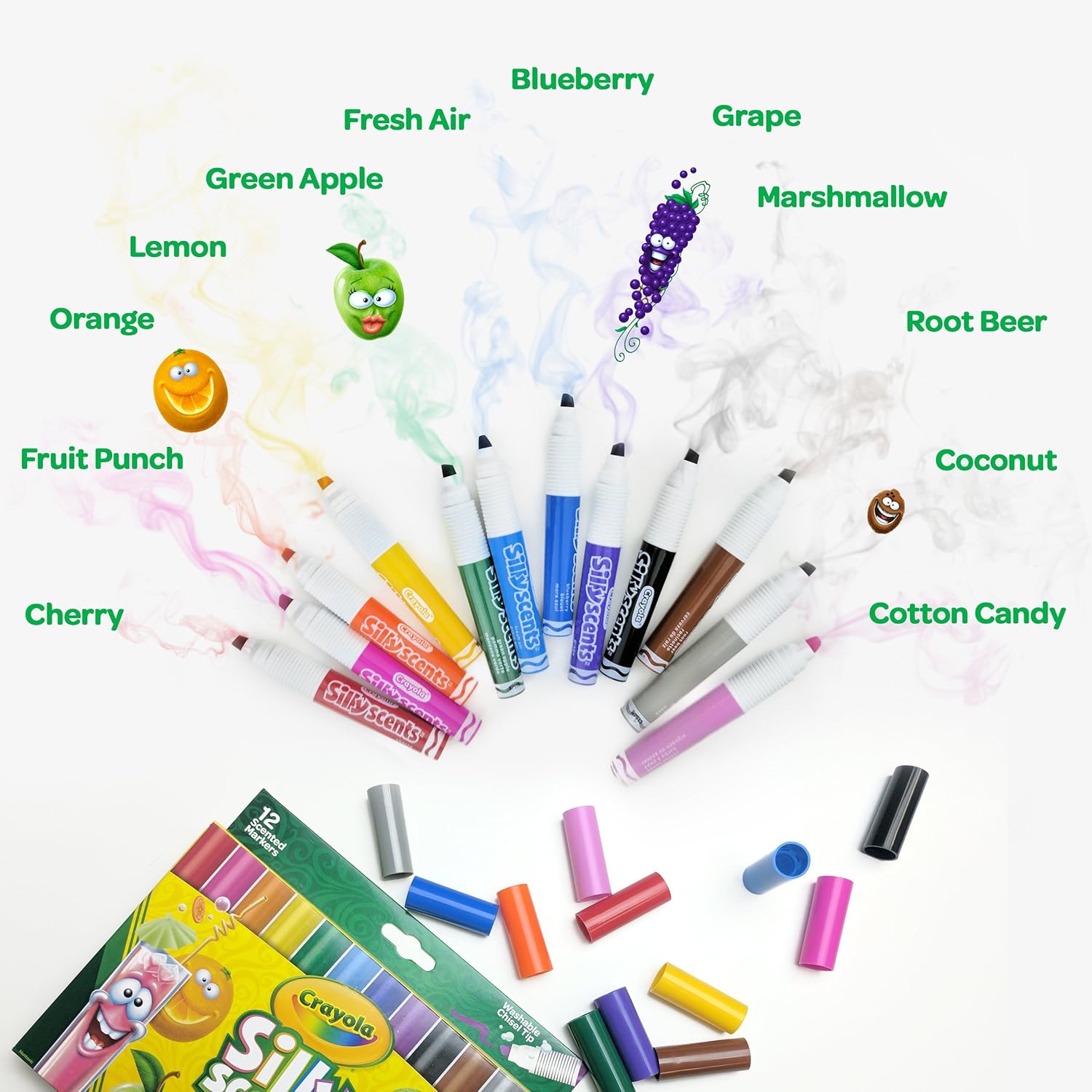 Crayola Silly Scents Scented Markers, Washable Markers, Boys & Girls Stocking Stuffers, 12 Count: Office Products