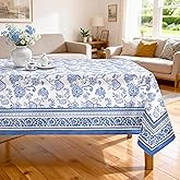 Arquiel Rustic Blue Floral Tablecloth Waterproof, Classic French Country Table Cloth Rectangle Stain Resistant, Washable Table Cover for Home Kitchen Dining Party Decoration (60×120 Inch)