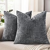 decorUhome Spring Dark Grey Chenille Throw Pillow Covers 18x18 Set of 2 Textured Soft Cozy Slubby Couch Pillow Covers Modern Farmhouse Boho Decorative Pillow Cases for Bed Sofa Living Room
