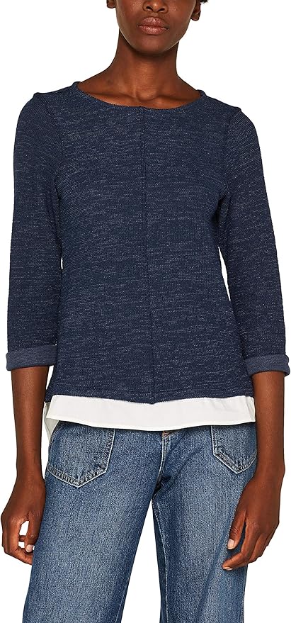 ESPRIT Damen 099EE1J002s Langarmshirt, Blau (Navy 400), X-Large (Herstellergröße: XL): Amazon.de ...