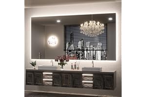 Keonjinn 72 x 36 Inch LED Bathroom Mirror with Lights, Backlit Mirror 3 Colors Warm/Natural/White Lights High Lumens 10218LM,Wall Mounted Anti-Fog Dimmable Lighted Vanity Mirror(Vertical/Horizontal)