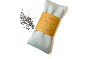 Sacksy Thyme Organic Linen Eye Pillow - Lavender & Flaxseed for Relaxation, Yoga, Stress Relief - Microwavable Heating Pad & Cool Compress - Made in USA - Gifts for Meditation