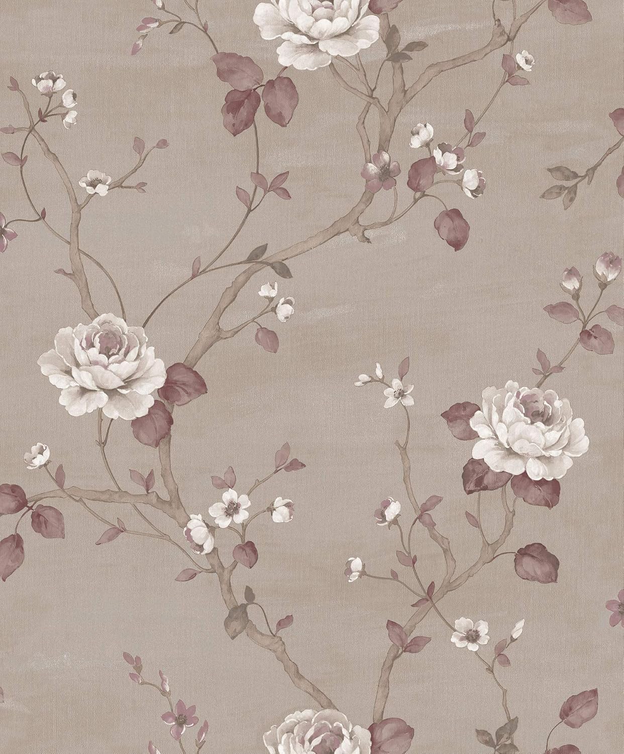 Galerie G67605 Palazzo Large Trailing Rose Design Wallpaper, Pink/ Grey, 10m x 53cm, Pink/Grey