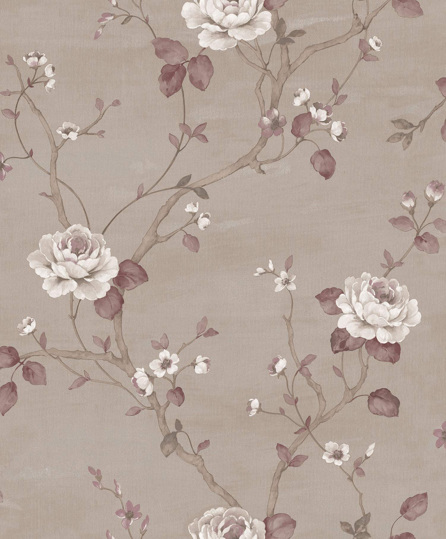 Galerie G67605 Palazzo Large Trailing Rose Design Wallpaper, Pink/ Grey, 10m x 53cm
