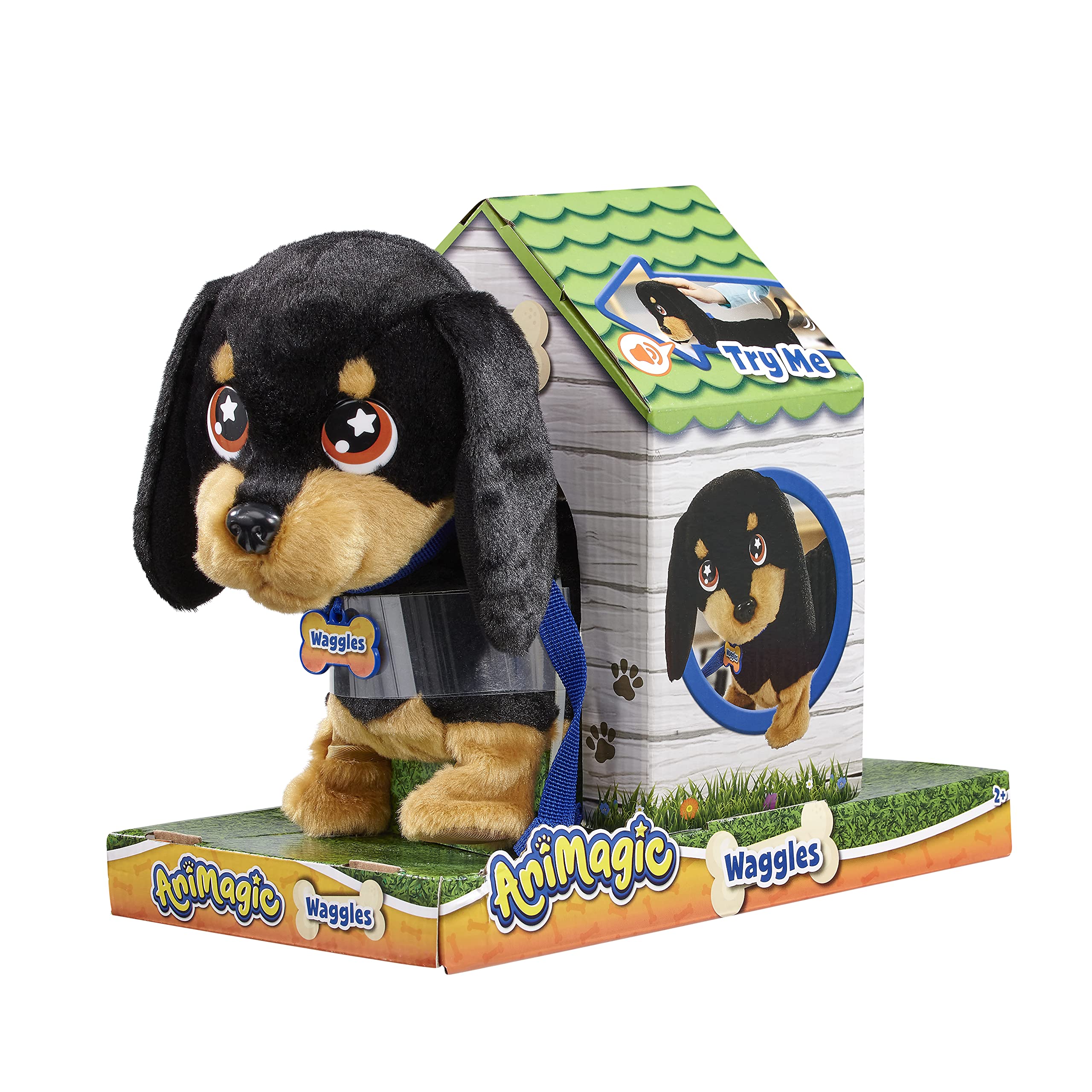 Animagic: Waggles the Dog, My Wiggling, Waggling, Walking Pup, Interactive Walking Dog Who Barks and Wags His Tail, for Kids Aged 3+