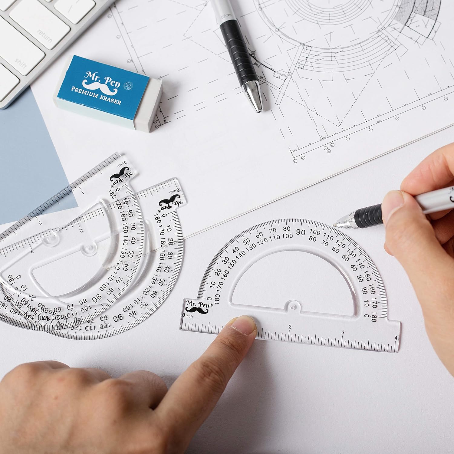Mr. Pen- Small Protractor, 4 Inch Protractor, Pack of 3, Protractor Ruler, Drafting Tools, Protractor for Kids, Protractors Classroom Set, Protractor, Protactor 4 Inch, Math Geometry, School Supplies : Office Products