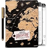 3-in-1 Prazoli Adventure Book, Travel Journal & Bucket List Scrapbook - Cute Gifts for Women & Men Couple | Travelers Notebook Planner & Organizer With Pockets & Prompts Keepsakes Diary (Couple's Adventure Map)