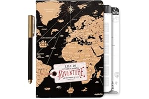 PRAZOLI PRODUCTS 3-in-1 Prazoli Adventure Book, Travel Journal & Bucket List Scrapbook - Cute Gifts for Women & Men Couple | Travelers Notebook Planner & Organizer With Pockets & Prompts Keepsakes Diary (Couple's Adventure Map)